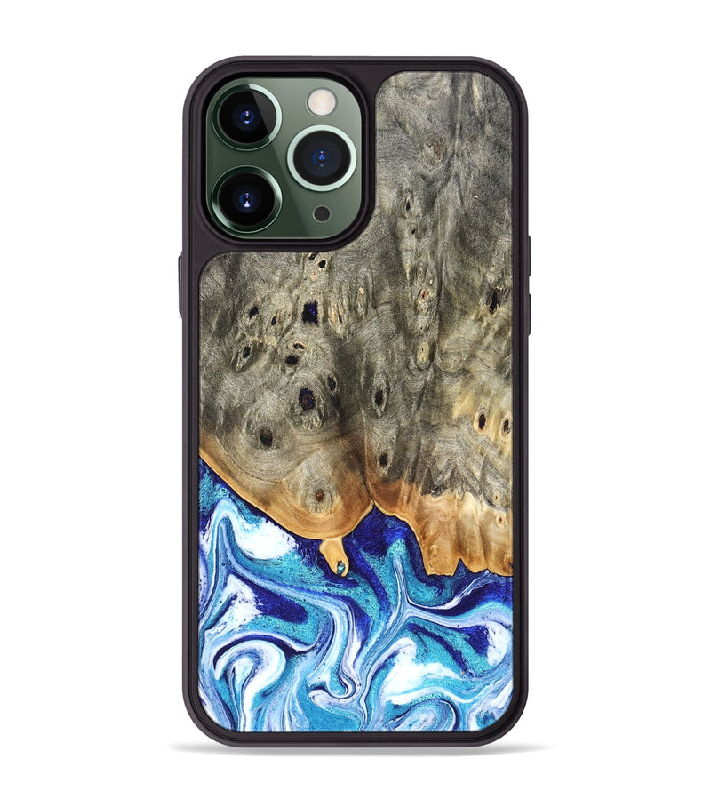 iPhone 13 Pro Max Wood Phone Case - Sherry (Blue, 823794)