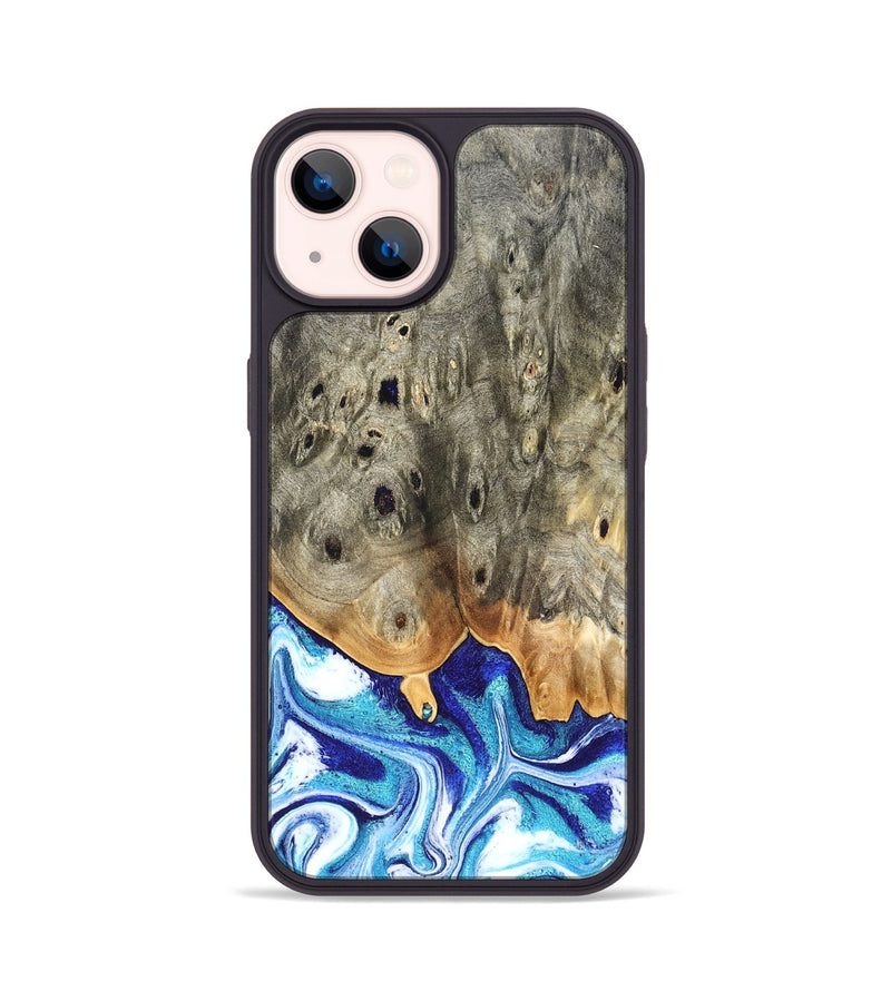 iPhone 14 Wood Phone Case - Sherry (Blue, 823794)