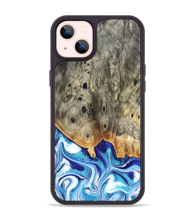 iPhone 14 Plus Wood Phone Case - Sherry (Blue, 823794)