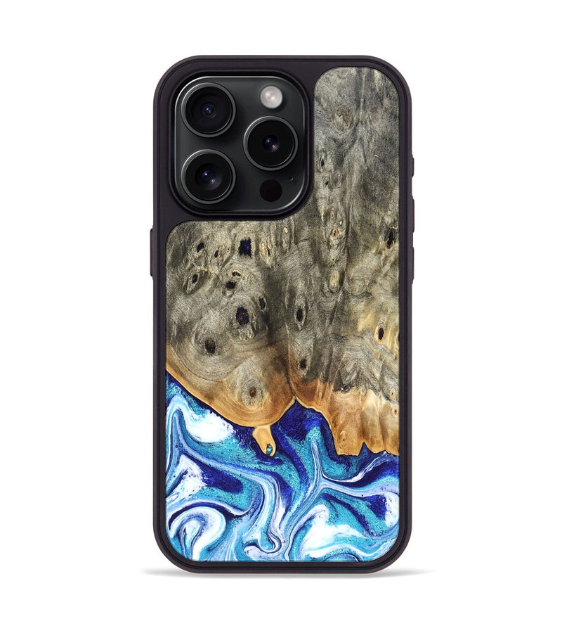 iPhone 15 Pro Wood Phone Case - Sherry (Blue, 823794)