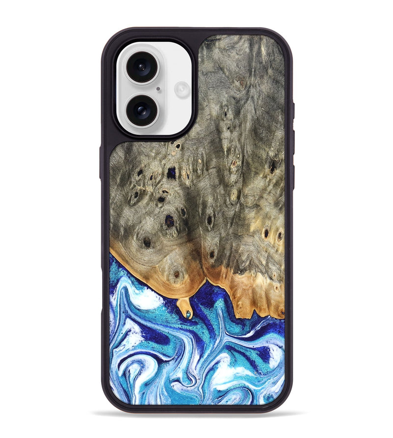 iPhone 16 Plus Wood Phone Case - Sherry (Blue, 823794)