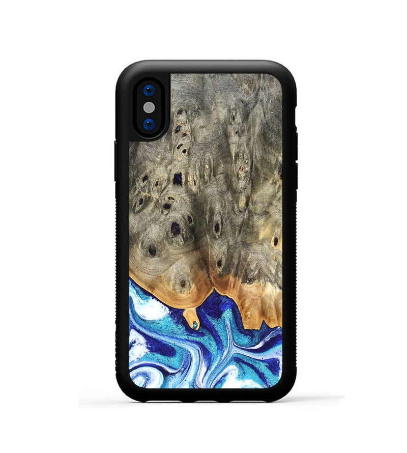 iPhone Xs Wood Phone Case - Sherry (Blue, 823794)