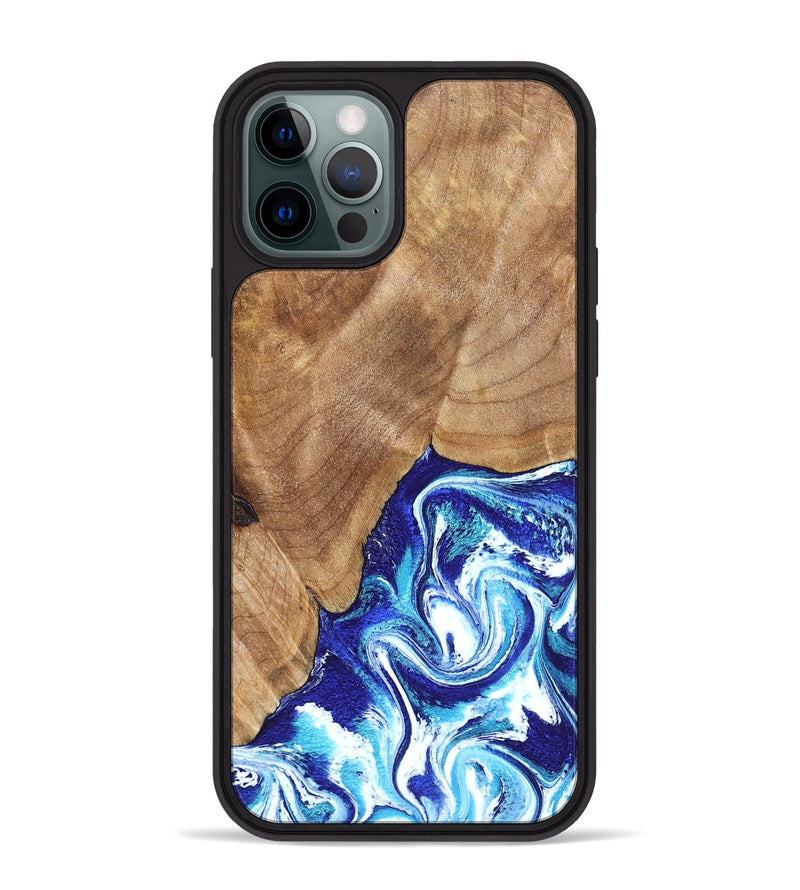 iPhone 12 Pro Max Wood Phone Case - Romeo (Blue, 823796)