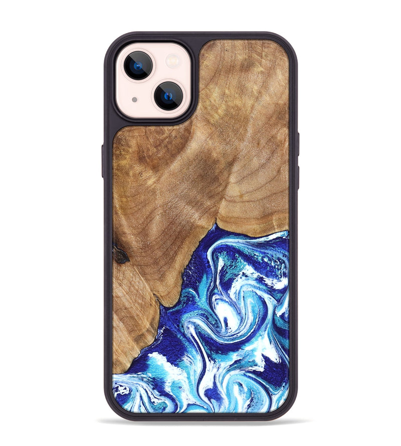 iPhone 14 Plus Wood Phone Case - Romeo (Blue, 823796)