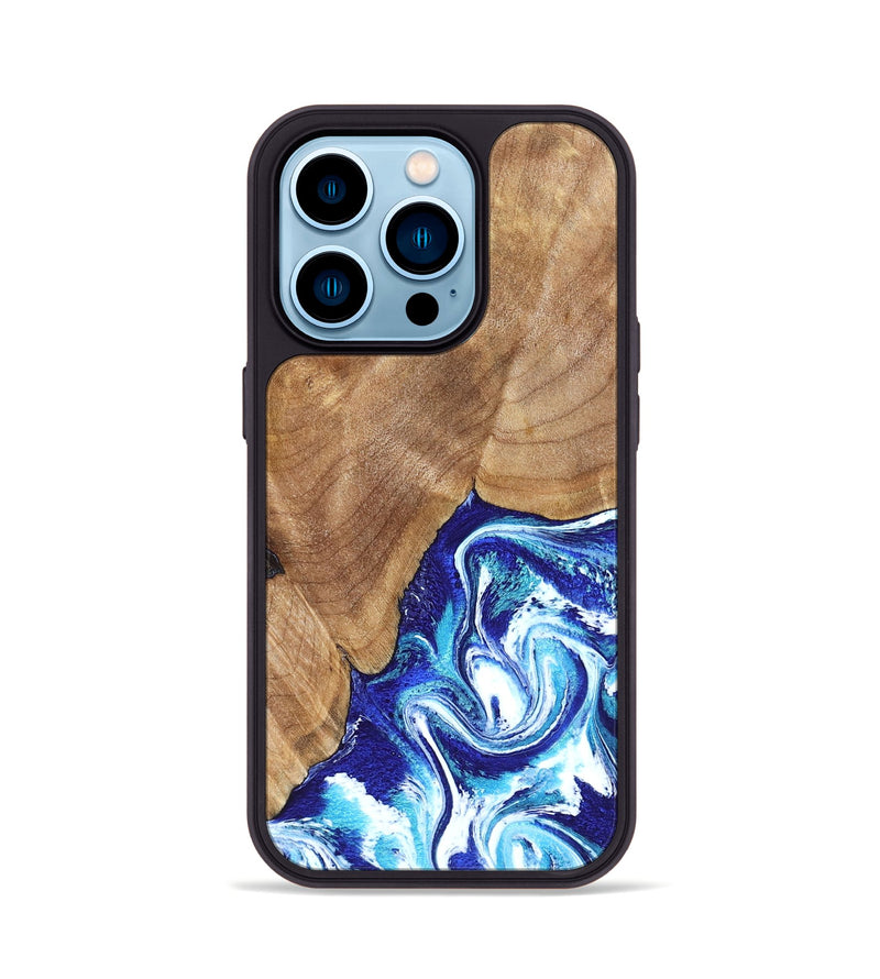 iPhone 14 Pro Wood Phone Case - Romeo (Blue, 823796)