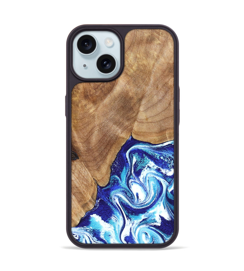 iPhone 15 Wood Phone Case - Romeo (Blue, 823796)