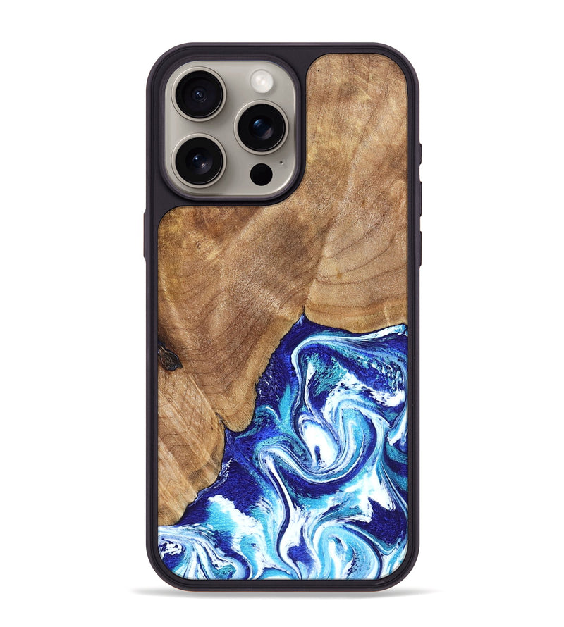 iPhone 15 Pro Max Wood Phone Case - Romeo (Blue, 823796)