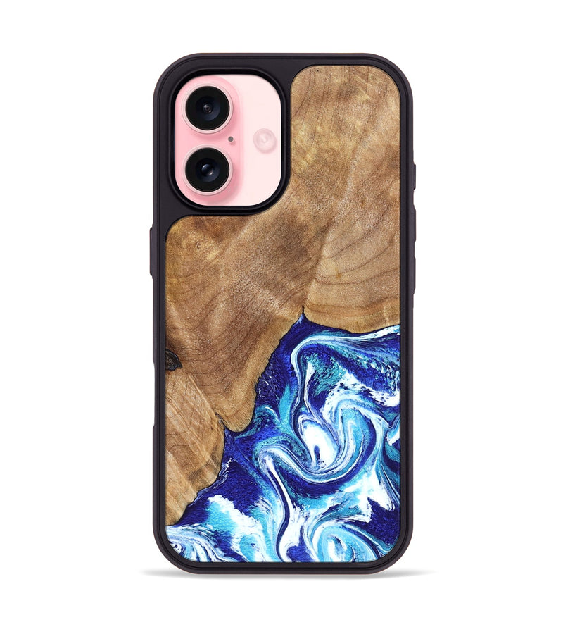 iPhone 16 Wood Phone Case - Romeo (Blue, 823796)
