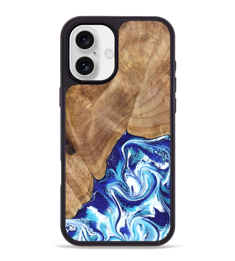 iPhone 16 Plus Wood Phone Case - Romeo (Blue, 823796)