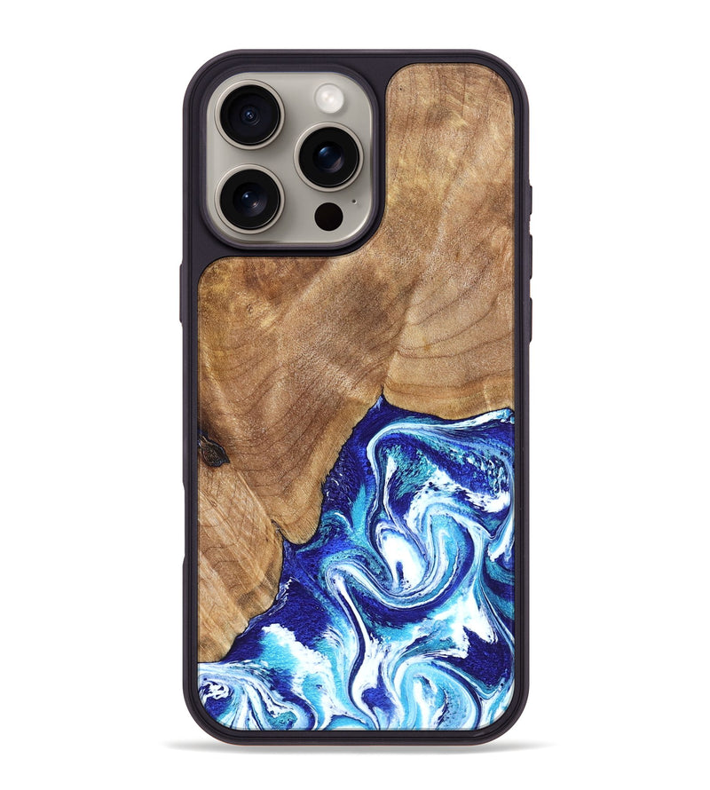iPhone 16 Pro Max Wood Phone Case - Romeo (Blue, 823796)