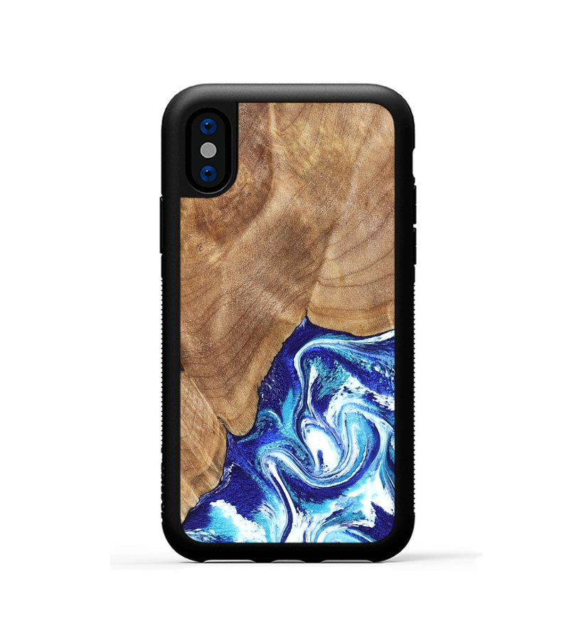 iPhone Xs Wood Phone Case - Romeo (Blue, 823796)