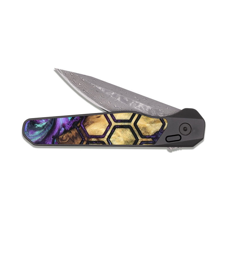 EDC Dark Damascus Wood Pocket Knife - Bobbie (Pattern, 823803)