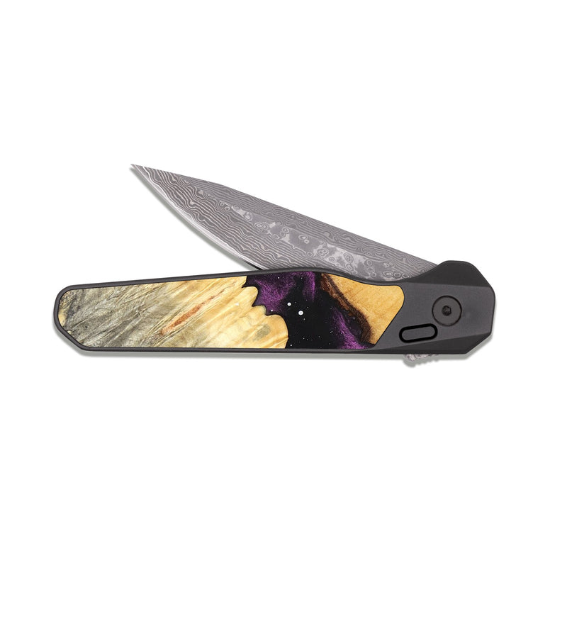 EDC Dark Damascus Wood Pocket Knife - Bailee (Cosmos, 823825)