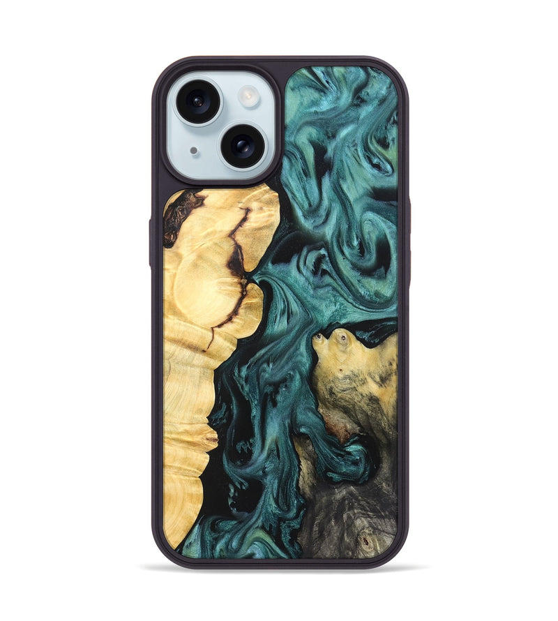 iPhone 15 Wood Phone Case - Jeremie (Green, 823839)
