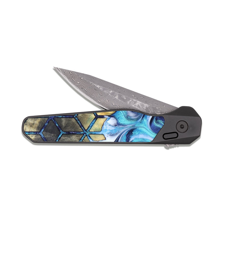 EDC Dark Damascus Wood Pocket Knife - Althea (Pattern, 823841)