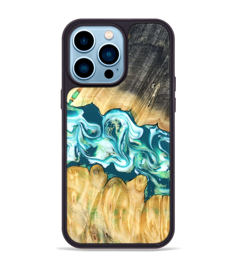 iPhone 14 Pro Max Wood Phone Case - Azari (Blue, 823850)