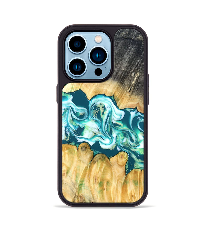 iPhone 14 Pro Wood Phone Case - Azari (Blue, 823850)