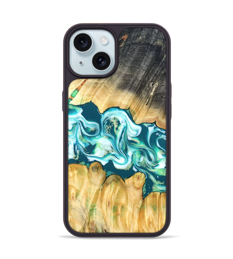 iPhone 15 Wood Phone Case - Azari (Blue, 823850)