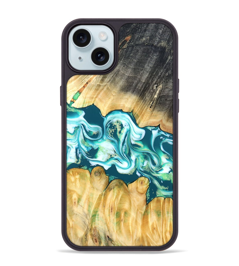 iPhone 15 Plus Wood Phone Case - Azari (Blue, 823850)