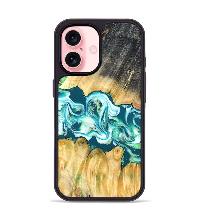 iPhone 16 Wood Phone Case - Azari (Blue, 823850)