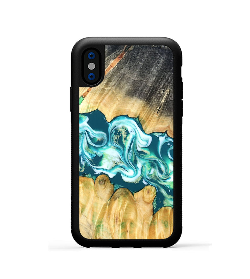iPhone Xs Wood Phone Case - Azari (Blue, 823850)