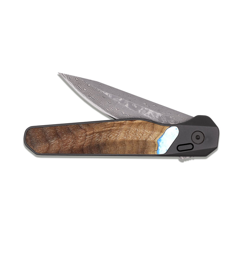 EDC Dark Damascus Wood Pocket Knife - Darrius (Coastal, 823873)