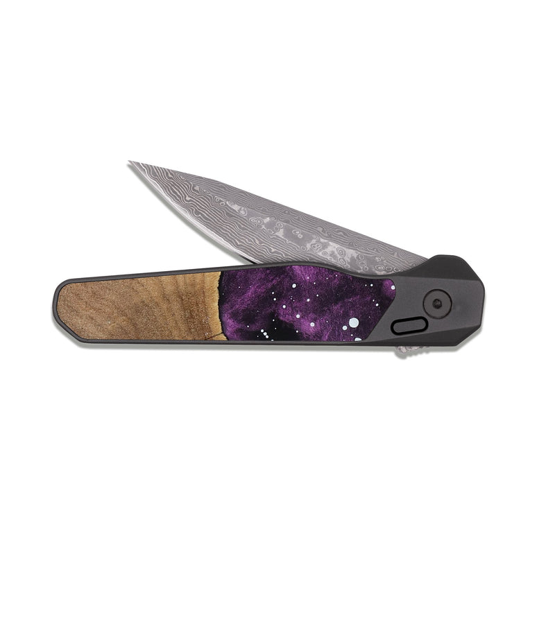 EDC Dark Damascus Wood Pocket Knife - Veer (Cosmos, 823890)
