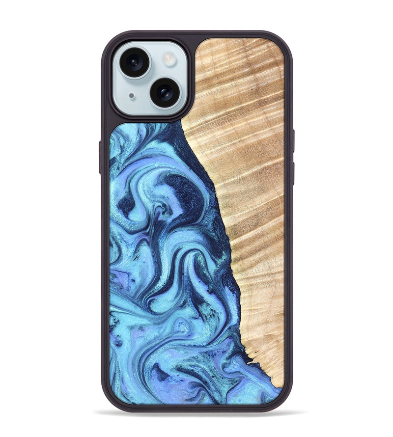 iPhone 15 Plus Wood Phone Case - Winnie (Blue, 823893)