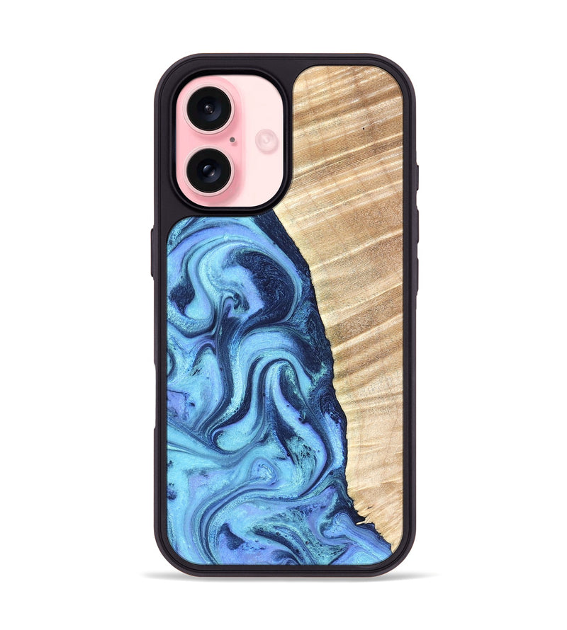 iPhone 16 Wood Phone Case - Winnie (Blue, 823893)