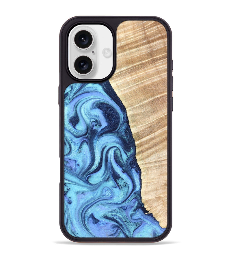 iPhone 16 Plus Wood Phone Case - Winnie (Blue, 823893)