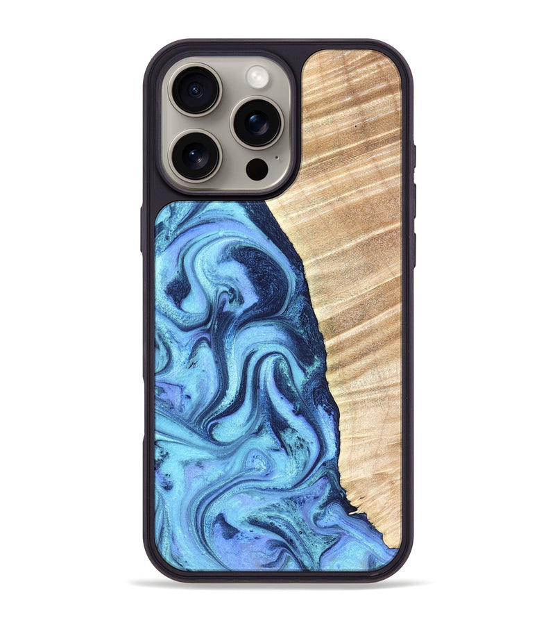 iPhone 16 Pro Max Wood Phone Case - Winnie (Blue, 823893)