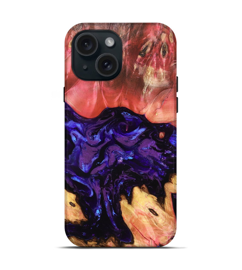 iPhone 15 Wood Live Edge Phone Case - Zaid (Purple, 823897)