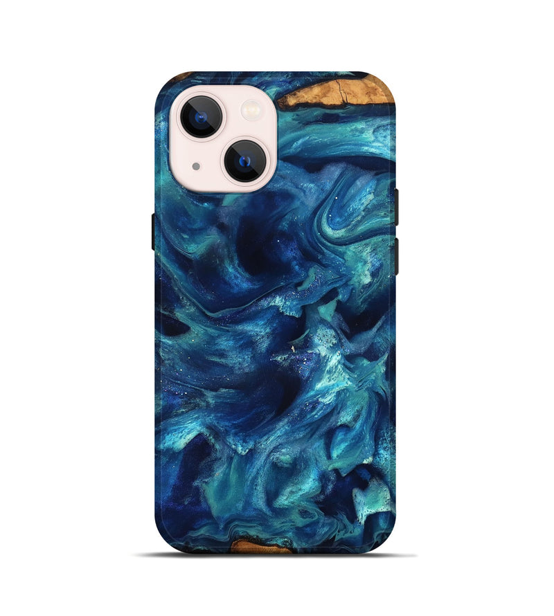 iPhone 13 mini Wood Live Edge Phone Case - Joey (Blue, 823898)