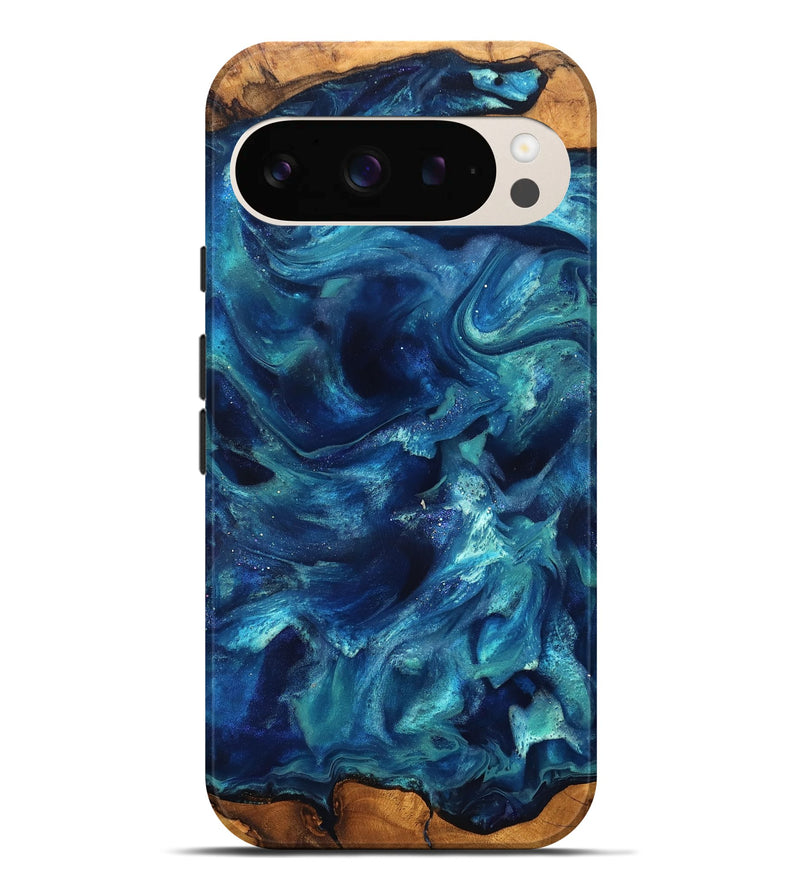 Pixel 9 Pro XL Wood Live Edge Phone Case - Joey (Blue, 823898)