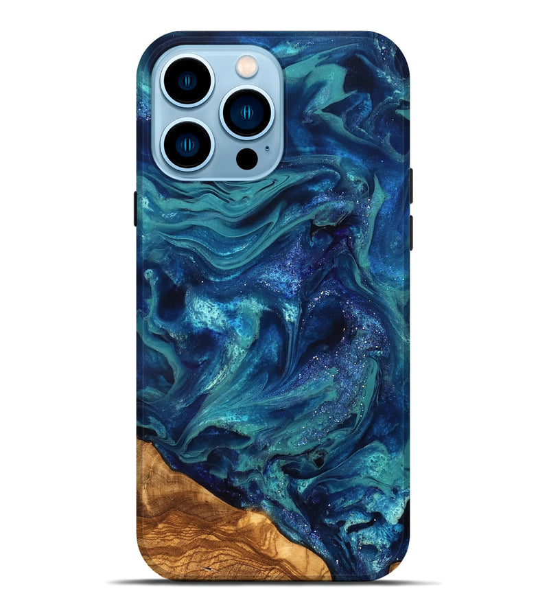iPhone 14 Pro Max ResinArt Live Edge Phone Case - Vernell (Ancient Olive, 823899)
