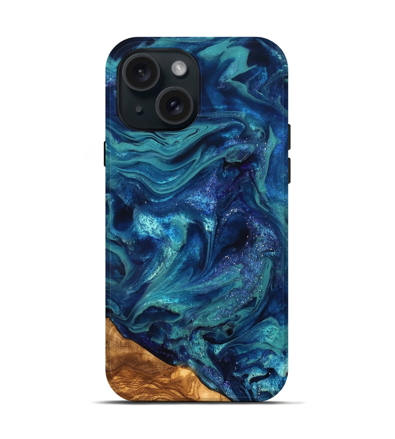 iPhone 15 ResinArt Live Edge Phone Case - Vernell (Ancient Olive, 823899)