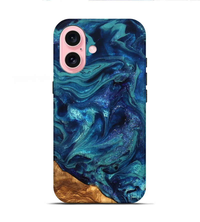 iPhone 16 ResinArt Live Edge Phone Case - Vernell (Ancient Olive, 823899)