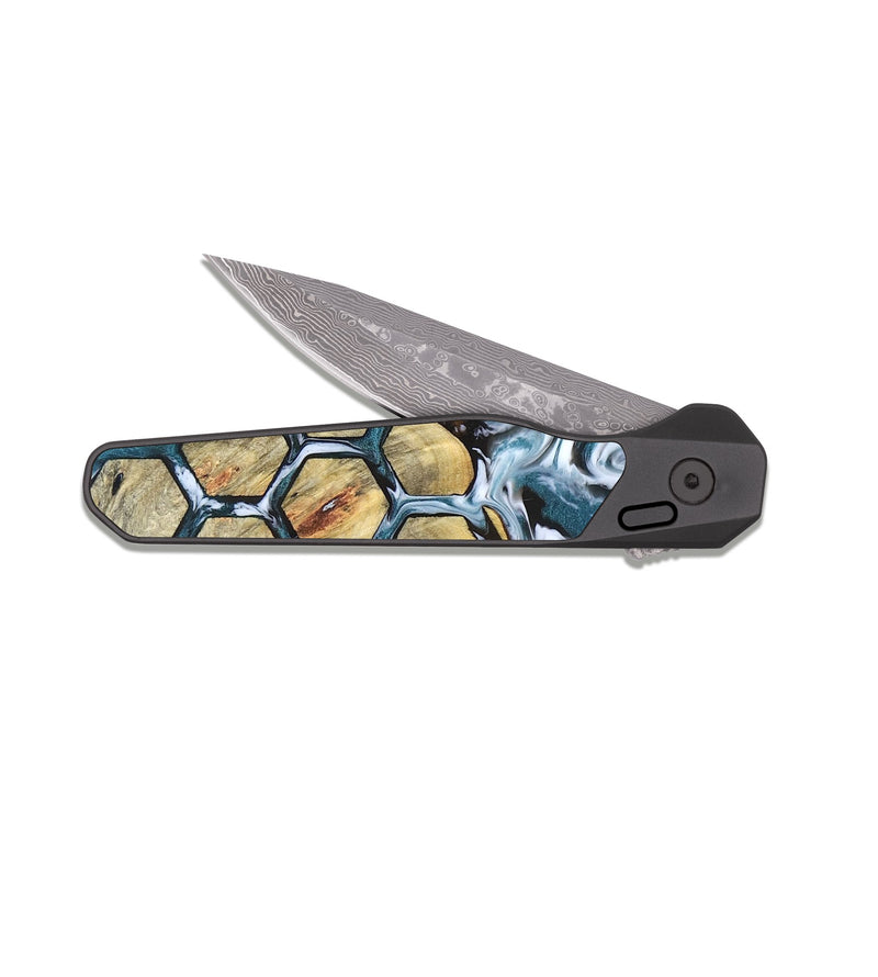 EDC Dark Damascus Wood Pocket Knife - Tennie (Pattern, 823924)