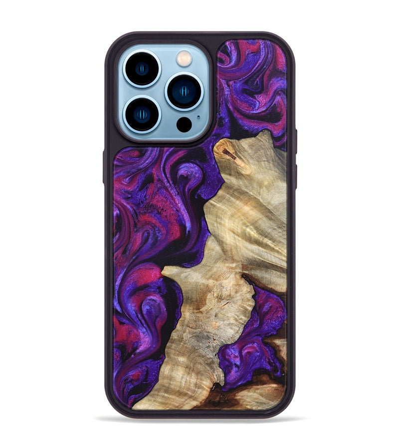 iPhone 14 Pro Max Wood Phone Case - Valery (Purple, 823927)