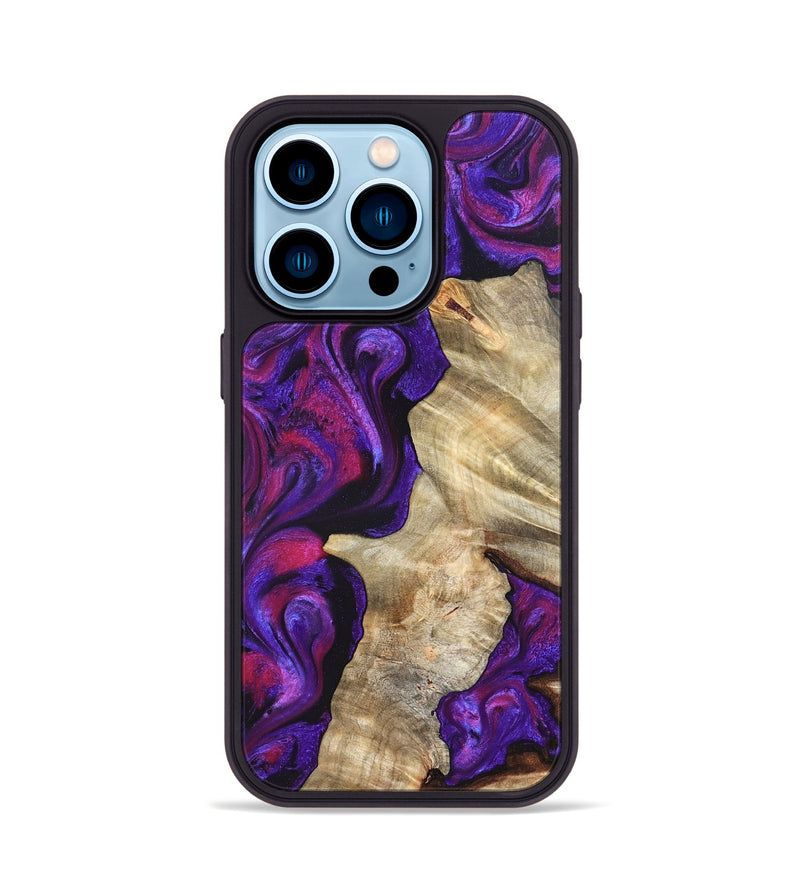 iPhone 14 Pro Wood Phone Case - Valery (Purple, 823927)