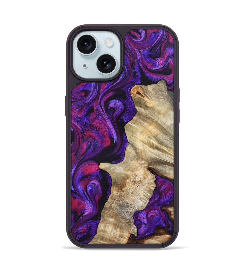 iPhone 15 Wood Phone Case - Valery (Purple, 823927)
