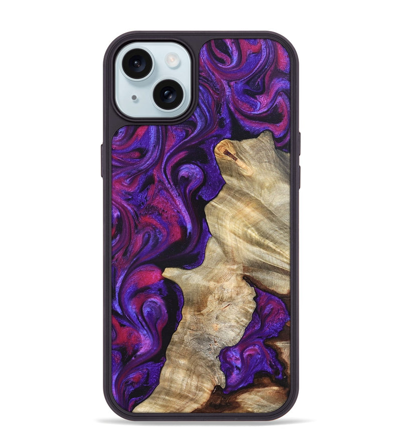 iPhone 15 Plus Wood Phone Case - Valery (Purple, 823927)