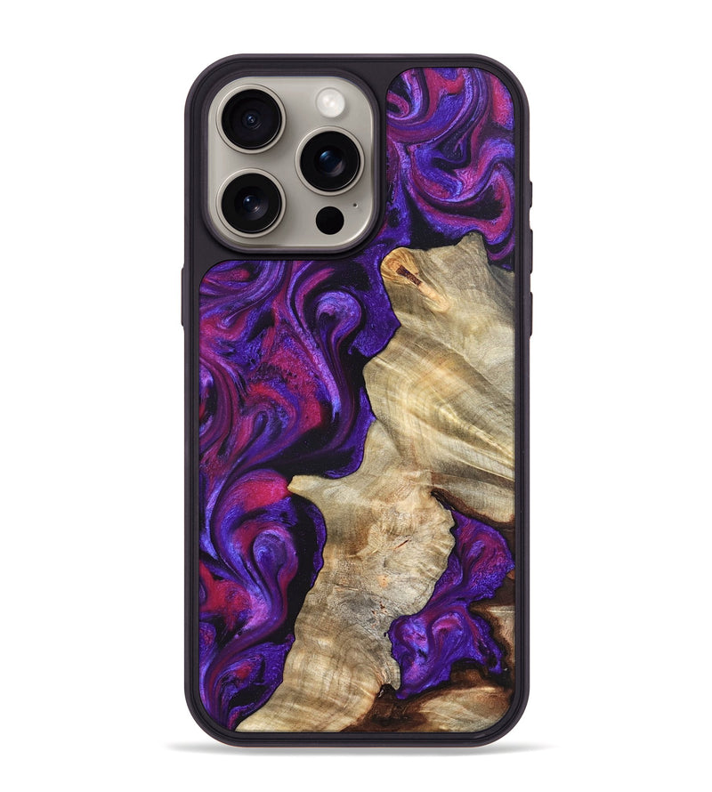 iPhone 15 Pro Max Wood Phone Case - Valery (Purple, 823927)