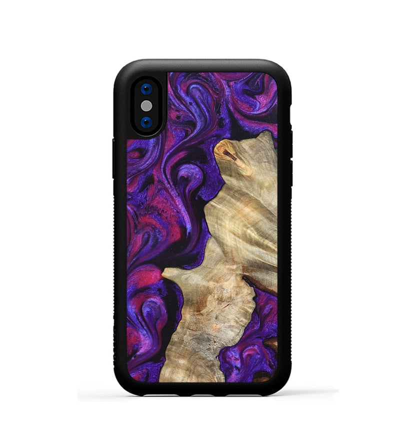 iPhone Xs Wood Phone Case - Valery (Purple, 823927)