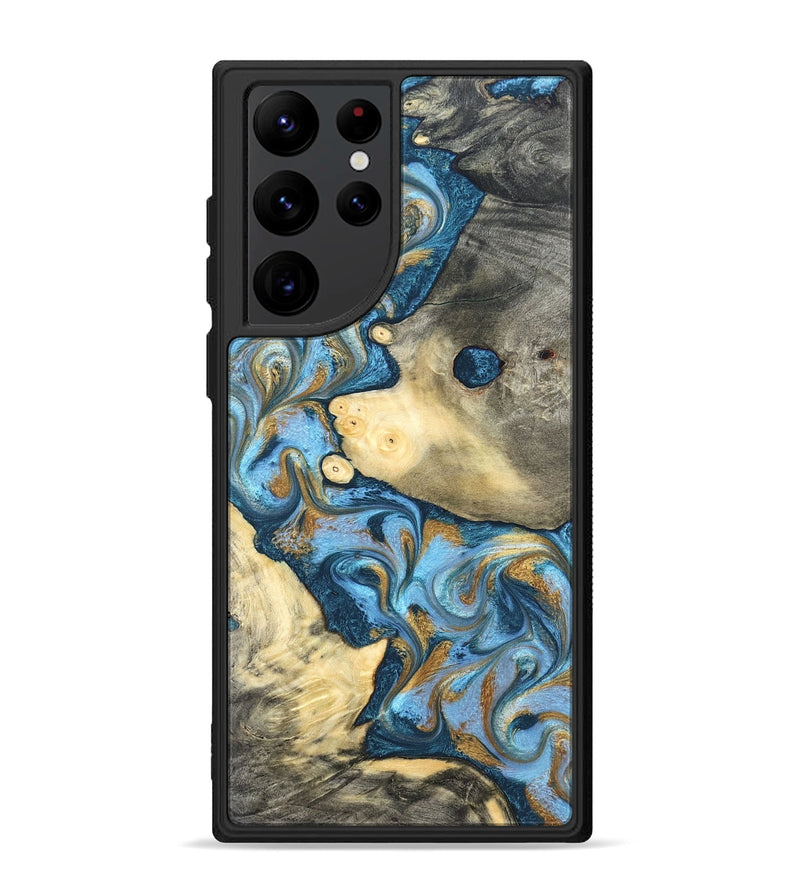 Galaxy S22 Ultra Wood Phone Case - Jess (Teal & Gold, 823948)