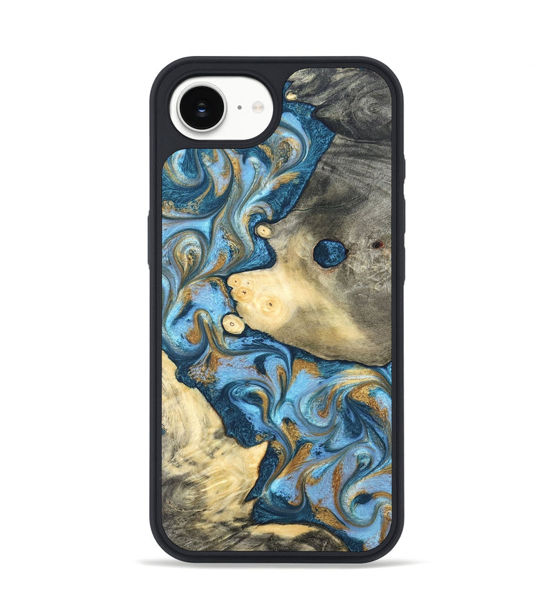 iPhone 16e Wood Phone Case - Jess (Teal & Gold, 823948)