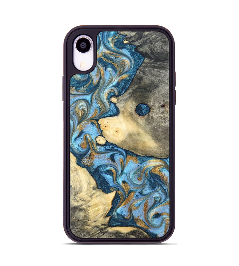 iPhone Xr Wood Phone Case - Jess (Teal & Gold, 823948)
