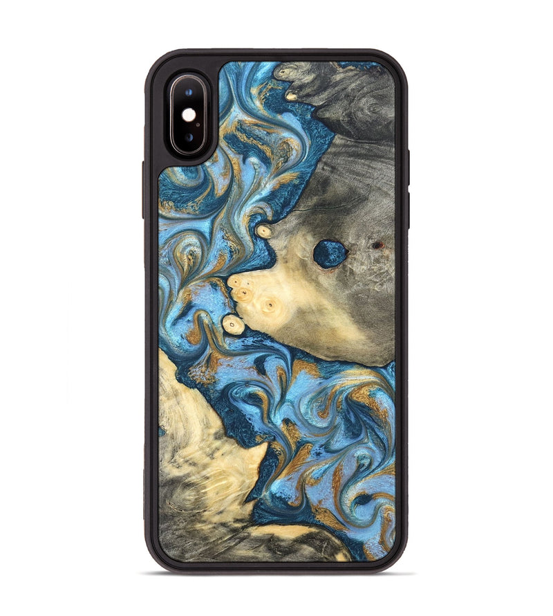 iPhone Xs Max Wood Phone Case - Jess (Teal & Gold, 823948)