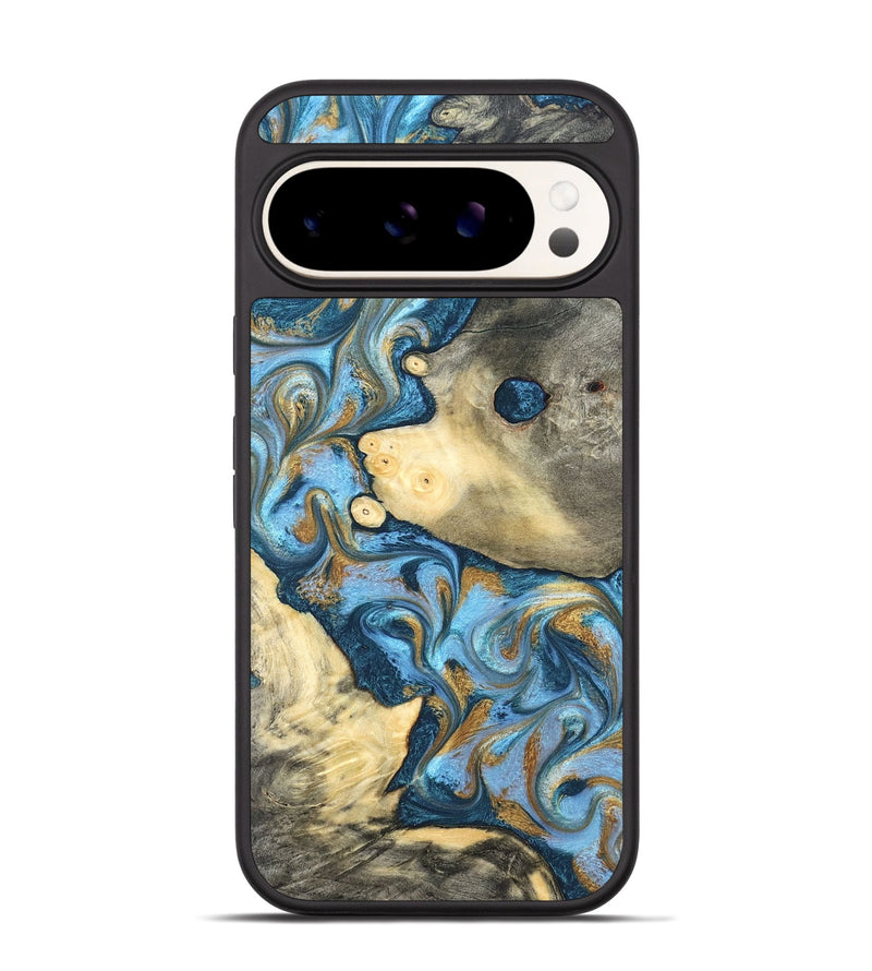 Pixel 9 Wood Phone Case - Jess (Teal & Gold, 823948)