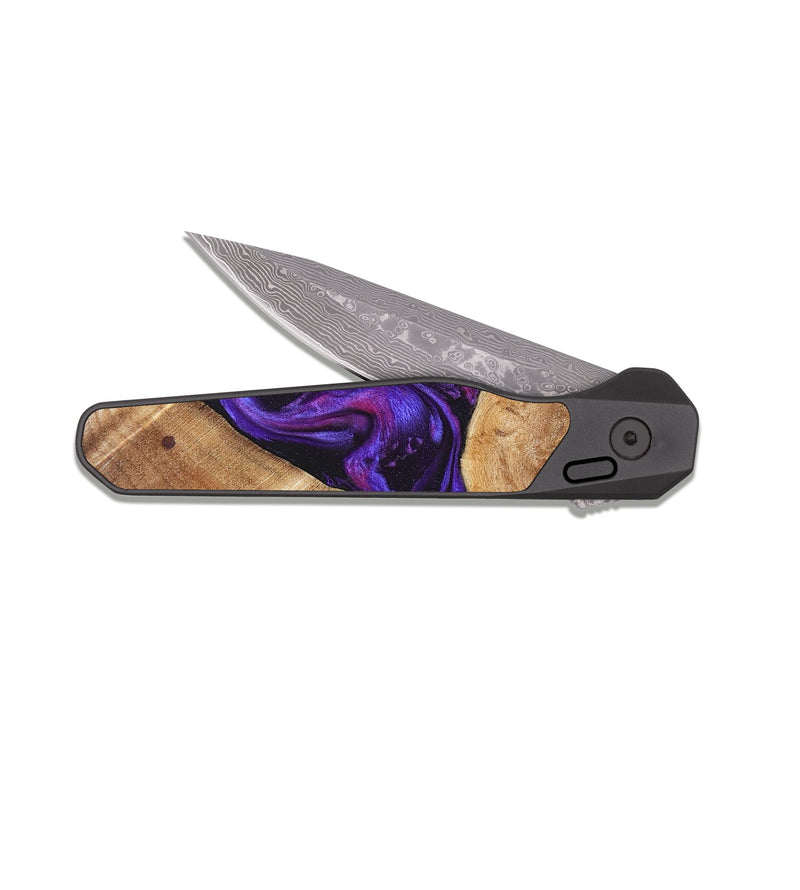 EDC Dark Damascus Wood Pocket Knife - Aleah (Purple, 823962)